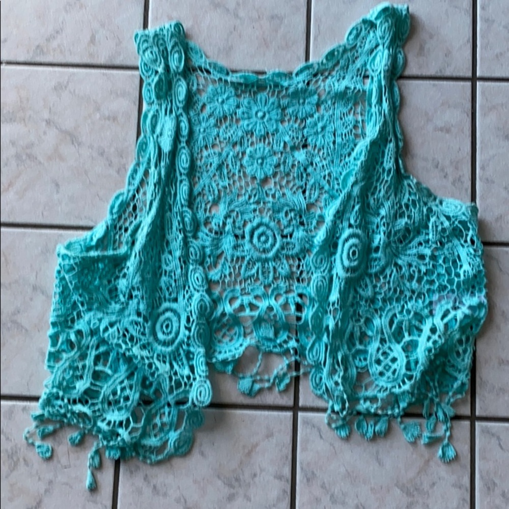 Maurices cropped fringe vest